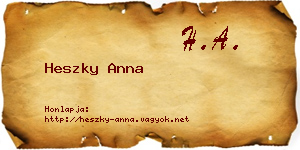 Heszky Anna névjegykártya